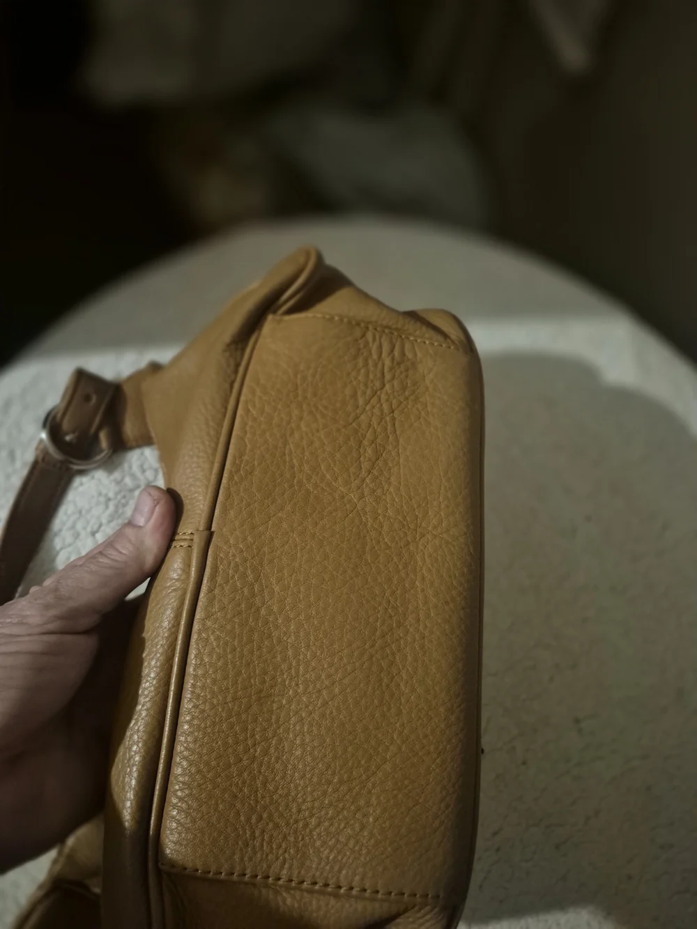 Preston & York Tan Leather Shoulder Bag with Silver Hardware